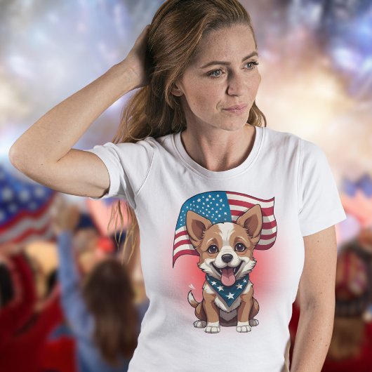 Schattige 4 juli Puppy Flag T-shirt