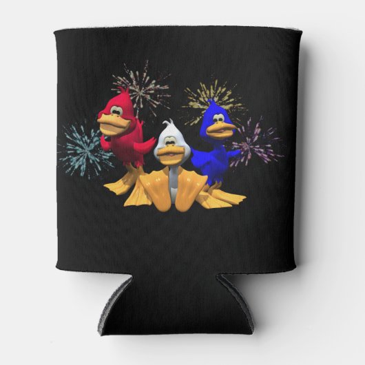 Schattige 4 juli Rode, Witte en Blauwe Eenden Blikjeskoeler (Voorkant)