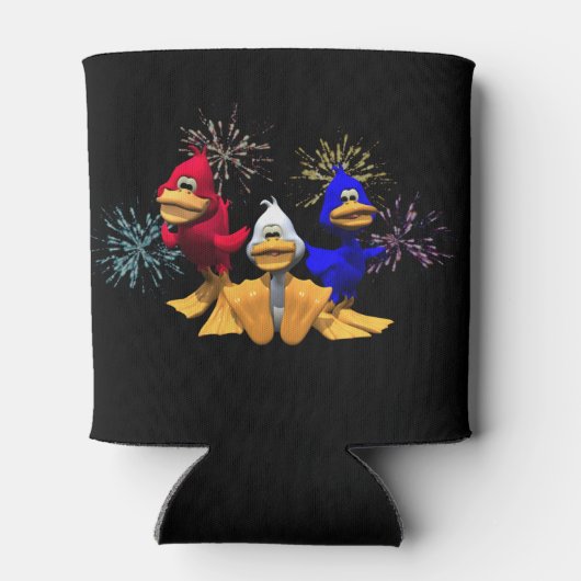 Schattige 4 juli Rode, Witte en Blauwe Eenden Blikjeskoeler (Achterkant)