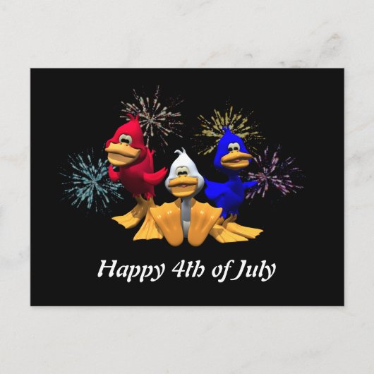 Schattige 4 juli Rode, Witte en Blauwe Eenden Briefkaart (Voorkant)