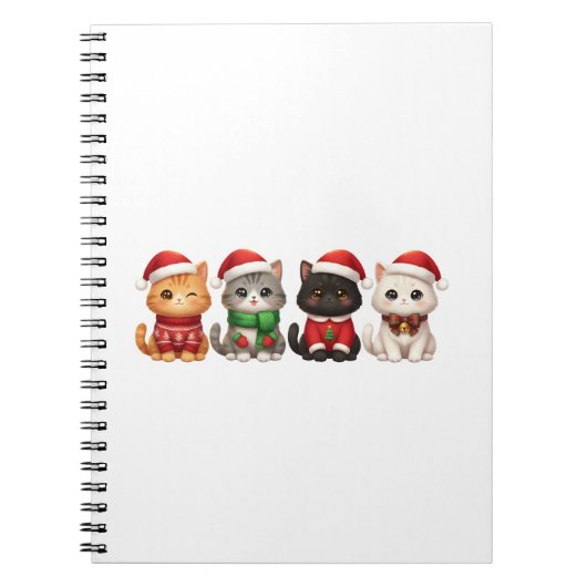 Schattige 4 Kerstkatten - Kerstkattenontwerp Notitieboek (Voorkant)