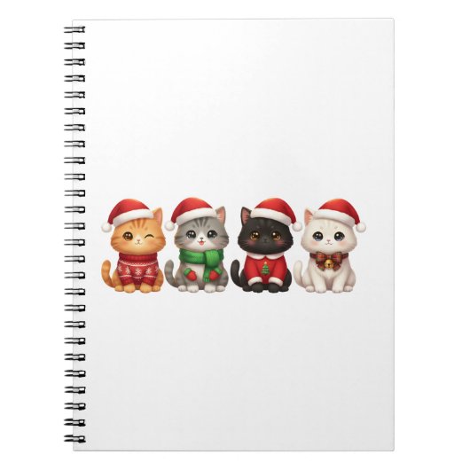 Schattige 4 Kerstkatten - Kerstkattenontwerp Notitieboek (Voorkant)