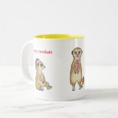 Schattige 4 Meerkats Kerstvakantie Koffie Cacao Mo Tweekleurige Koffiemok (Voorkant links)