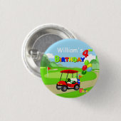 Schattige 4e verjaardag rode golfkar voor jongens ronde button 3,2 cm (Voorkant /achterkant)