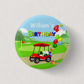 Schattige 4e verjaardag rode golfkar voor jongens ronde button 3,2 cm (Voorkant)