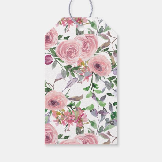 Schattige 50e Verjaardag Roze Bloemen Boeket Water Cadeaulabel (Achterkant)