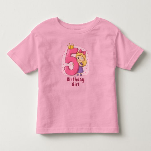 Schattige 5 jarig meisje feest kinder shirts (Voorkant)