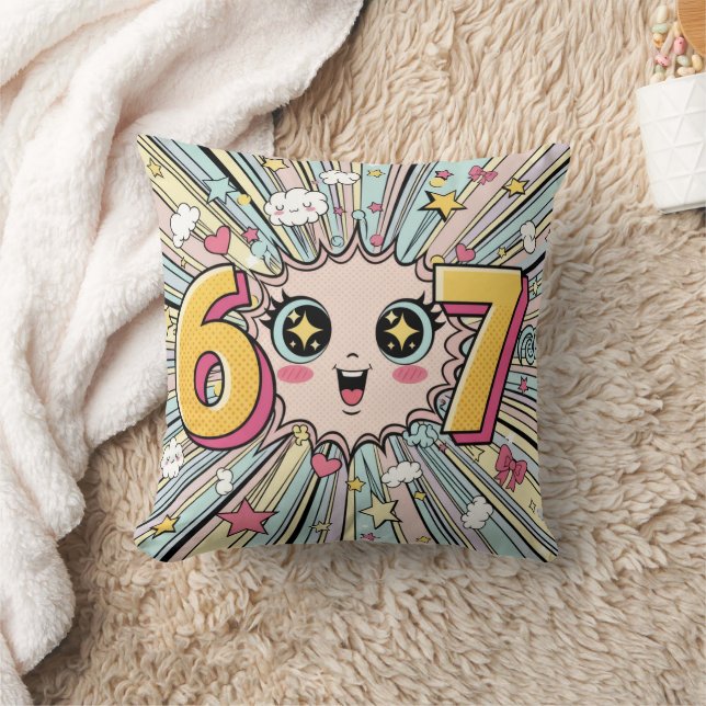 Schattige 6 7 Brainrot Chibi Anime Kussen (Deken)