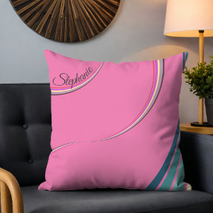 Schattige 70s Retro Chic Stripes Gepersonaliseerd  Kussen