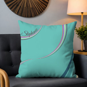 Schattige 70s Retro Chic Stripes Gepersonaliseerde Kussen