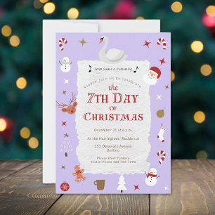 Schattige 7e kerstdag oud en nieuw feest kaart