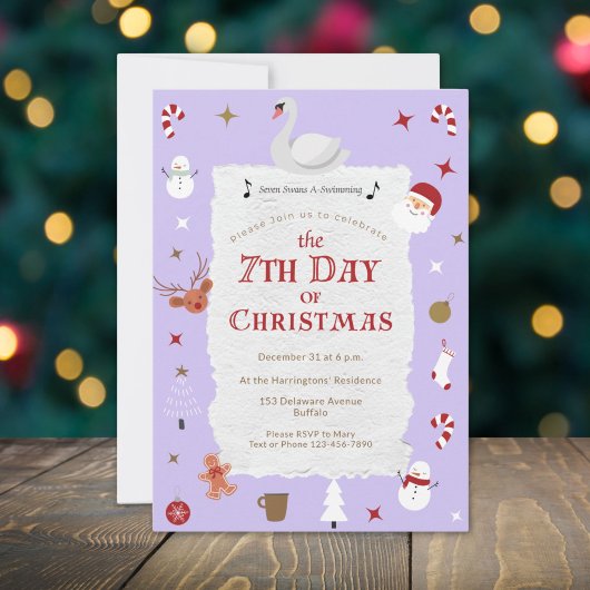 Schattige 7e kerstdag oud en nieuw feest kaart
