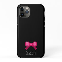 Schattige 8 bit Roze Bow Stropdas Lint Naam Gamer