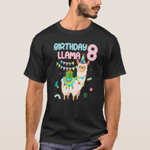 Schattige 8e verjaardag Lama 8 jaar oud gethematis T-shirt