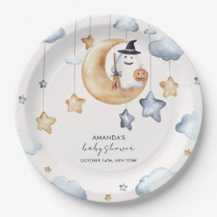 Schattige A Little Boo Moon Stars Baby shower Papieren Bordje