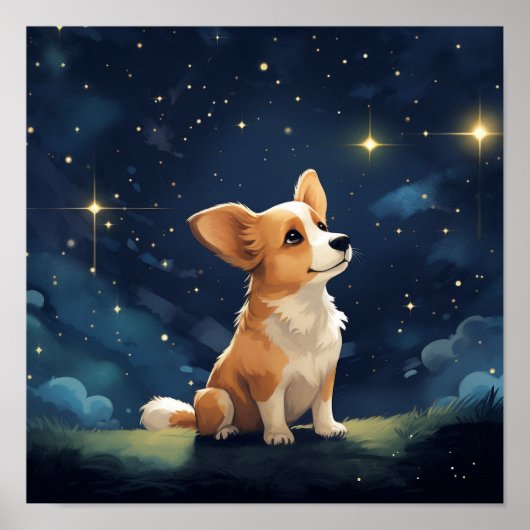 Schattige Aaiende Pembroke Corgi Poster (Voorkant)