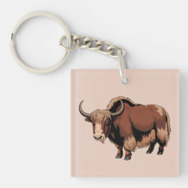 Schattige & aandoenlijke bruine Jak Sleutelhanger