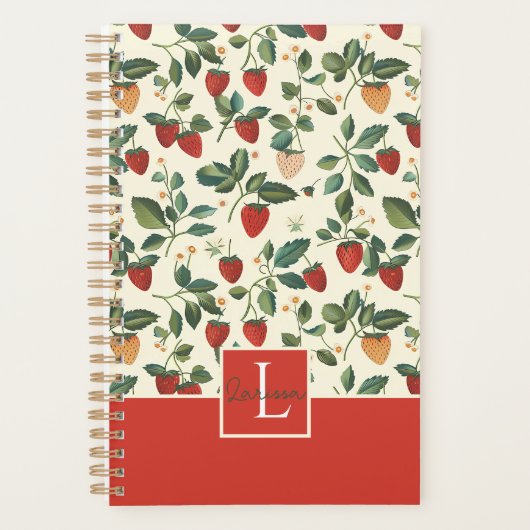 Schattige aangepast aardbeienpatroon planner (Voorkant)