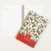 Schattige aangepast aardbeienpatroon planner (Display)