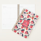Schattige aangepast aardbeienpatroon planner (Display)