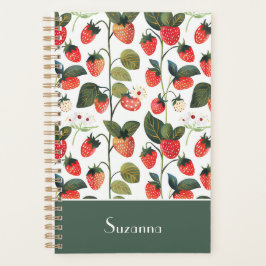 Schattige aangepast aardbeienpatroon planner
