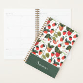Schattige aangepast aardbeienpatroon planner (Display)