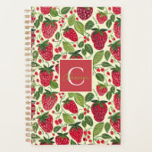 Schattige aangepast aardbeienpatroon planner (Voorkant)