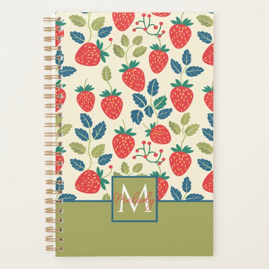 Schattige aangepast aardbeienpatroon planner (Voorkant)