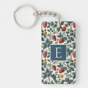 Schattige aangepast aardbeienpatroon sleutelhanger