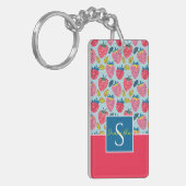Schattige aangepast aardbeienpatroon sleutelhanger (Voorkant Links)