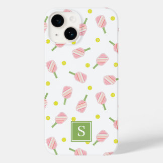 Schattige Aangepast Monogram Pickleball Pattern Case-Mate iPhone 14 Hoesje