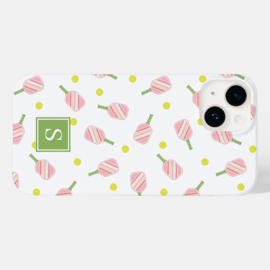 Schattige Aangepast Monogram Pickleball Pattern Case-Mate iPhone Case (Achterkant (horizontaal))