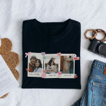 Schattige Aangepast paar Foto's en Tekst Gift T-shirt<br><div class="desc">Creëer een tijdloze aandenken met onze Custom Photo Shirt voor koppels! Personaliseer het met uw favoriete paar foto's in een retro-geïnspireerd ontwerp, ideaal voor jubilea, Valentijn's Day, of gewoon omdat. U kunt het aanpassen met uw foto's en tekst. Dit shirt is een uniek geschenk om de liefde te vieren. Dit...</div>