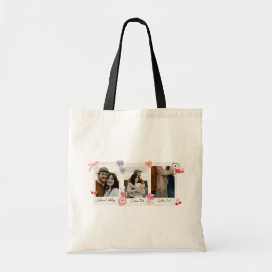 Schattige Aangepast paar Foto's en Tekst Gift Tote Bag (Voorkant)