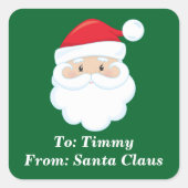 Schattige Aangepast Van Santa Claus Groene Kerstca Vierkante Sticker (Voorkant)