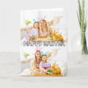 Schattige Aangepaste 2-foto's Familie Gelukkig Pas Feestdagen Kaart