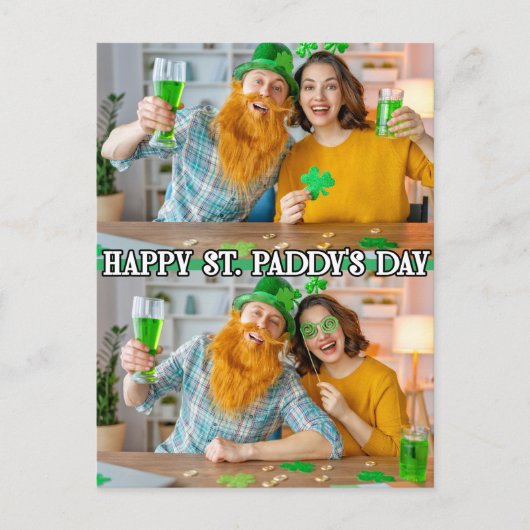 Schattige Aangepaste 2-foto's Feestelijke St Paddy Briefkaart (Voorkant)