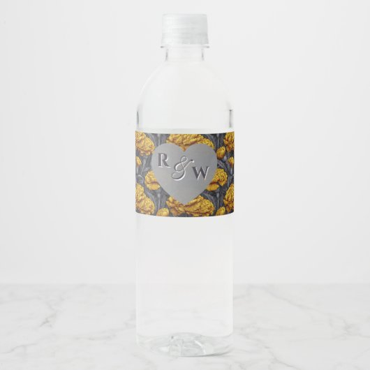 Schattige Aangepaste Anjer Glitter Bos Bruiloft Waterfles Etiket (Voorkant)