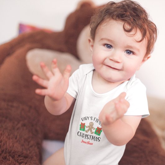 Schattige Aangepaste Baby's Eerste Kerst Gingerbre Romper