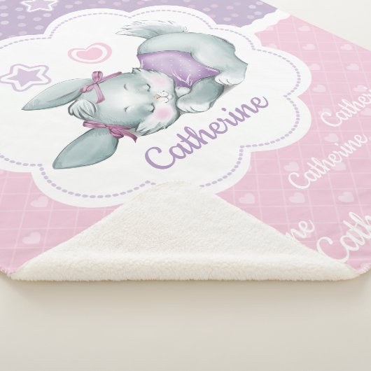 Schattige aangepaste benaming Slapeping Bunny Sherpa Deken (3/4)