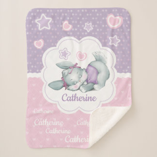 Schattige aangepaste benaming Slapeping Bunny Sherpa Deken