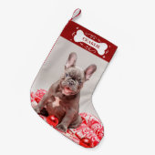 Schattige Aangepaste Foto Huisdier Hond Kleine Kerstsok (Voorkant (Hangend))