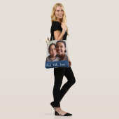 Schattige aangepaste foto tekst cadeau tote bag (Op model)