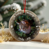 Schattige aangepaste foto van Rustic Pet Memorial Keramisch Ornament