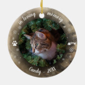 Schattige aangepaste foto van Rustic Pet Memorial Keramisch Ornament (Achterkant)