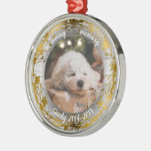 Schattige aangepaste foto van Rustic Pet Memorial Metalen Ornament (Links)