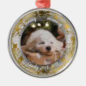Schattige aangepaste foto van Rustic Pet Memorial Metalen Ornament (Voorkant)