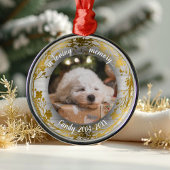 Schattige aangepaste foto van Rustic Pet Memorial Metalen Ornament