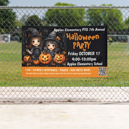 schattige aangepaste Halloween-feest fundraiser PT Spandoek (Insitu)