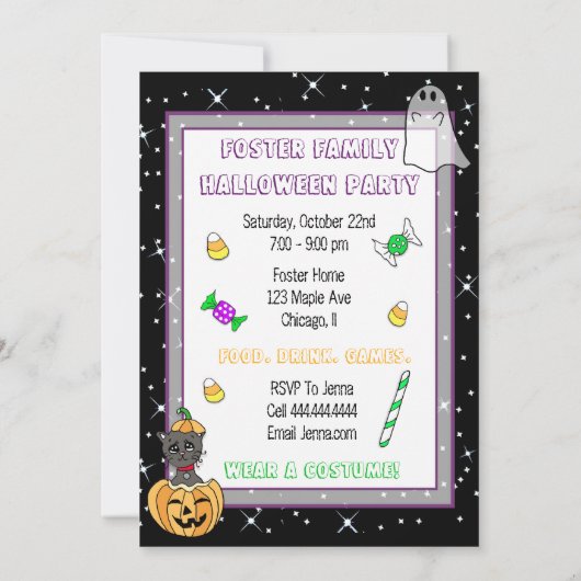 Schattige aangepaste Halloween uitnodiging (Achterkant)